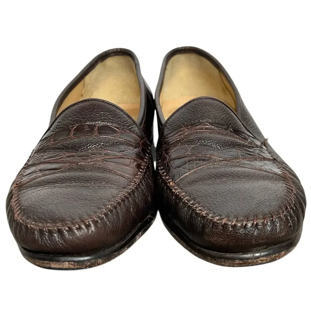 MAGNANNI Made in Spain Vintage Brown Crocodile Loafer Vero Cucio US Size 10.5 M